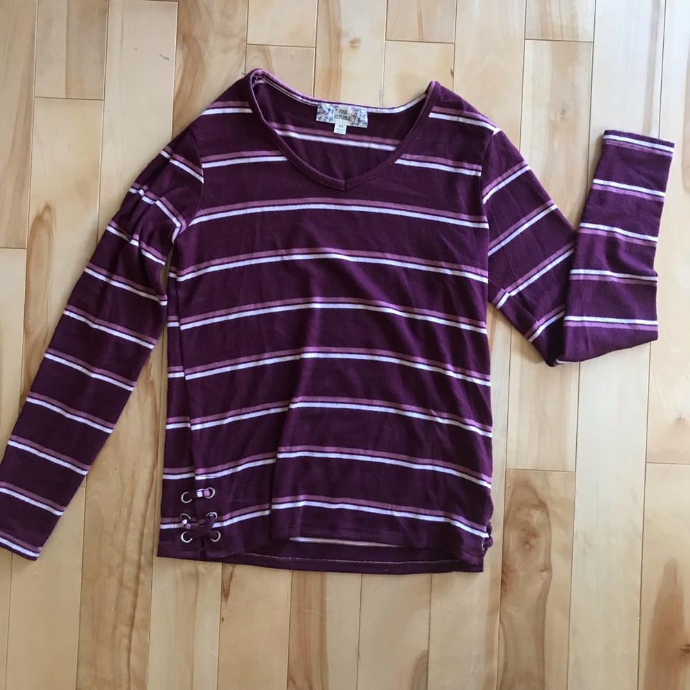 Pink Republic Burgundy Striped Long Sleeve